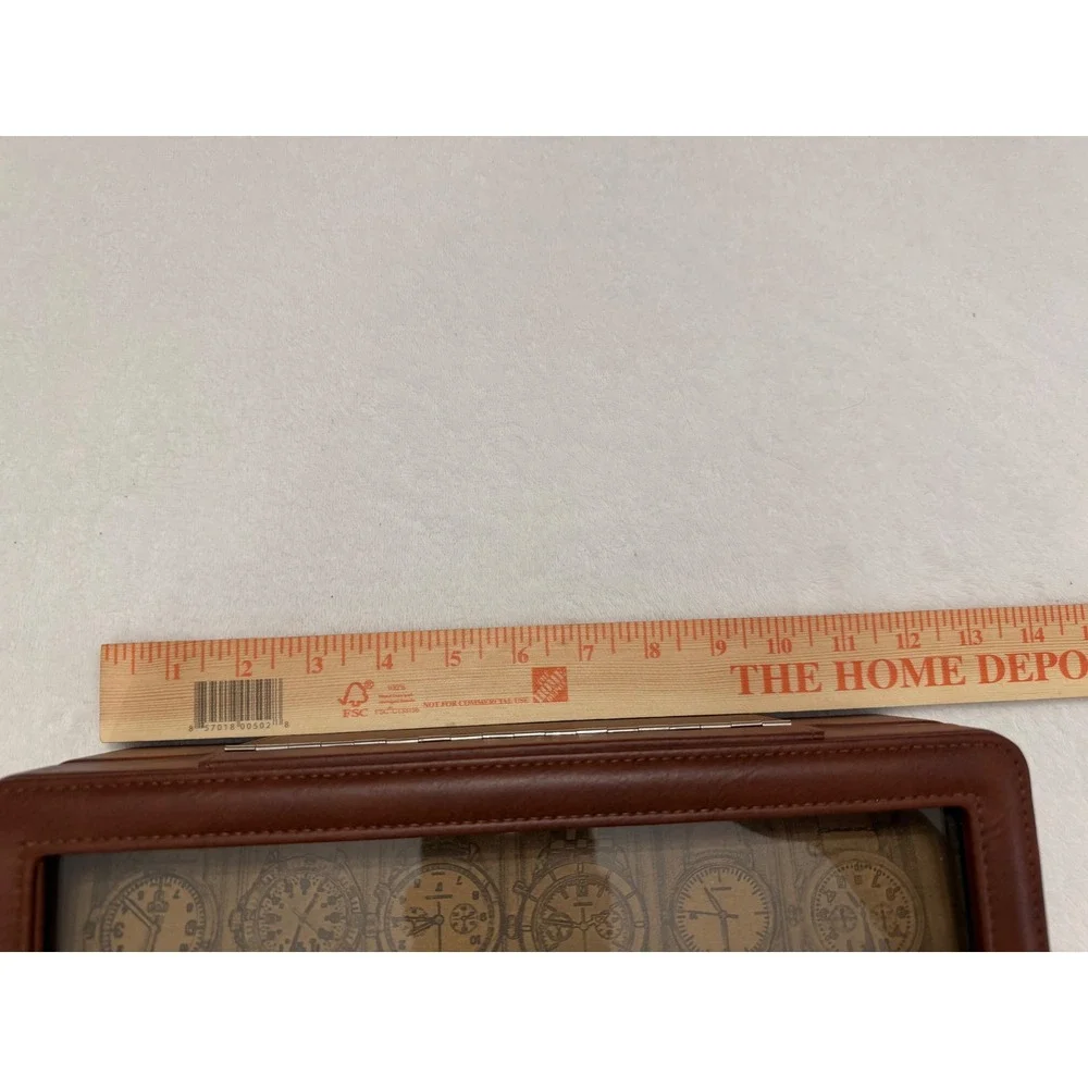 Woodburry 6-Piece Watch Case Brown Faux Leather Display Box Organizer NEW in BOX